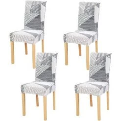 Kueatily 4 Pièces Housses De Chaise De Salle à Manger Couverture De Chaise Extensible Amovible Lavable élastique Pour Un Ajustement Universel