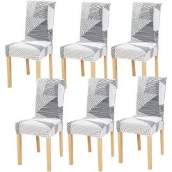 Kueatily 6 Pièces Housses De Chaise De Salle à Manger Couverture De Chaise Extensible Amovible Lavable élastique Pour Un Ajustement Universel
