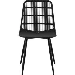 FROMM & STARCK Lot De 4 Chaises Design De Cuisine Salle À Manger Plastique Noir Grillage 150kg - Noir -banc et tabouret Soldes Boutique 28259268 5