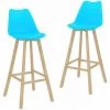 Tabourets De Bar 2 Pcs Bleu PP Et Bois De Hêtre Massif VidaXL