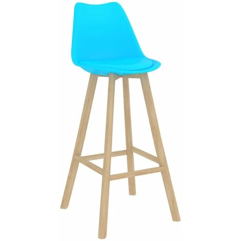 Tabourets De Bar 2 Pcs Bleu PP Et Bois De Hêtre Massif VidaXL 4 Tabourets De Bar 2 Pcs Bleu PP Et Bois De Hêtre Massif VidaXL – Image 2