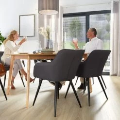 TECTAKE 6 Chaises Marilyn Tissu - Chaise, Chaise De Salle à Manger, Chaise De Salon - Bleu/noir -banc et tabouret Soldes Boutique 28403058 2