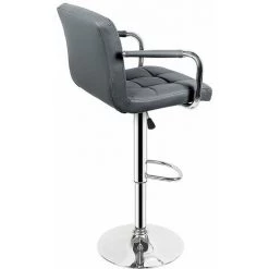 OOBEST Lot De 2 Tabourets De Bar Chaise De Bar PU Chrome Hauteur Réglable Grande Base Φ38cm Avec Accoudoirs Gris Fonce -banc et tabouret Soldes Boutique 28438560 2