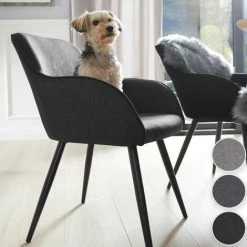 TECTAKE 8 Chaises Marilyn Aspect Lin Noir - Gris Clair/noir -banc et tabouret Soldes Boutique 28447400 2