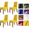 HAPPYSHOPPING Housse De Chaise Semi-emballee En PU, Jaune 4 Pieces - Jaune 4 Pieces -banc et tabouret Soldes Boutique 28767320 1