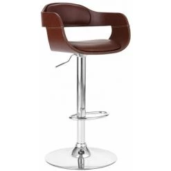 TRUE DEAL Chaise De Bar Marron Similicuir