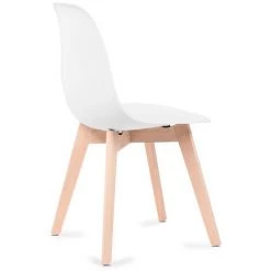 MC HAUS Chaises De Salle à Manger Blanches, Chaises Tulip Avec Dossier Ergonomique En Polypropylène Et Pieds En Bois, Design Scandinave, Pack De 6 Chaises -banc et tabouret Soldes Boutique 28895121 4
