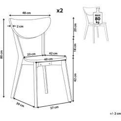 BELIANI Lot De 2 Chaises De Salle à Manger Blanches - Blanc -banc et tabouret Soldes Boutique 28935142 3