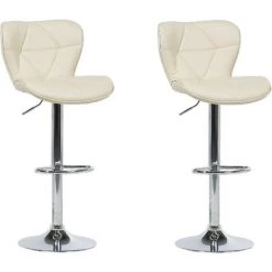 BELIANI Lot De 2 Chaises De Bar En Cuir PU Beige - Beige