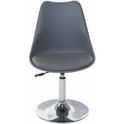 HHG Chaise Pivotante Malmö T501, Chaise De Cuisine, Réglable En Hauteur, Similicuir ~ Gris Foncé, Socle Chromé -banc et tabouret Soldes Boutique 28953546 2