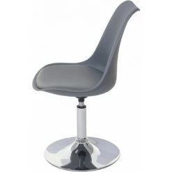HHG Chaise Pivotante Malmö T501, Chaise De Cuisine, Réglable En Hauteur, Similicuir ~ Gris Foncé, Socle Chromé -banc et tabouret Soldes Boutique 28953546 4