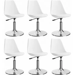 VidaXL Chaises De Salle à Manger Pivotantes 6 Pcs Blanc Similicuir - Blanc