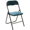 Chaise Pliante Velours Bleu 5Five - Bleu Canard -banc et tabouret Soldes Boutique 29063668 1