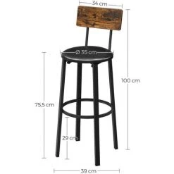 SONGMICS VASAGLE Chaises De Bar, Lot De 2, Tabourets Hauts, Sièges Rembourrés, 39 X 39 X 100 Cm, Repose-pieds, Montage Facile, Style Industriel, Pour Cuisine, Salle à Manger, Marron Rustique Et Noir LBC069B81 - Marron Rustique Et Noir 11 SONGMICS VASAGLE Chaises De Bar, Lot De 2, Tabourets Hauts, Sièges Rembourrés, 39 X 39 X 100 Cm, Repose-pieds, Montage Facile, Style Industriel, Pour Cuisine, Salle à Manger, Marron Rustique Et Noir LBC069B81 - Marron Rustique Et Noir -banc et tabouret Soldes Boutique 29085963 5