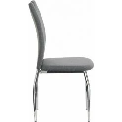 IDIMEX Lot De 4 Chaises De Salle à Manger APOLLO Piètement En Métal Chromé Revêtement En Tissu Gris - Gris -banc et tabouret Soldes Boutique 29167215 3