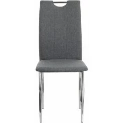 IDIMEX Lot De 4 Chaises De Salle à Manger APOLLO Piètement En Métal Chromé Revêtement En Tissu Gris - Gris -banc et tabouret Soldes Boutique 29167215 4