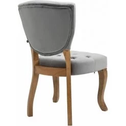 CLP Chaise De Salle à Manger Elysa En Velours Avec Piètement En Bois De Caoutchouc Gris Antique Clair -banc et tabouret Soldes Boutique 29404726 4