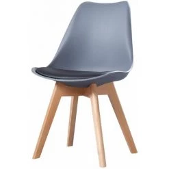 MADE4US CLARA - 1 Chaise Scandinave - Gris/Noir - Pieds En Bois Massif Design Salle à Manger Salon Chambre - 49 X 58 X 82 Cm - Gris/Noir