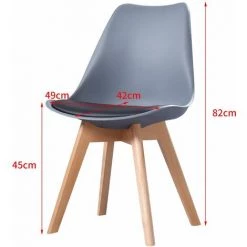 MADE4US CLARA - 1 Chaise Scandinave - Gris/Noir - Pieds En Bois Massif Design Salle à Manger Salon Chambre - 49 X 58 X 82 Cm - Gris/Noir -banc et tabouret Soldes Boutique 29419084 3