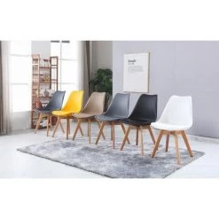 MADE4US CLARA - 1 Chaise Scandinave - Gris/Noir - Pieds En Bois Massif Design Salle à Manger Salon Chambre - 49 X 58 X 82 Cm - Gris/Noir -banc et tabouret Soldes Boutique 29419084 4