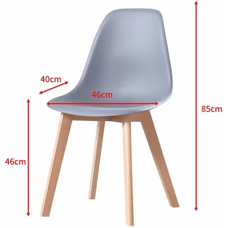 MADE4US THEA - Lot De 2 Chaises Scandinave - Gris - Pieds En Bois Massif Design Salle A Manger Salon - 53 X 45 X 85 Cm - Gris 5 MADE4US THEA - Lot De 2 Chaises Scandinave - Gris - Pieds En Bois Massif Design Salle A Manger Salon - 53 X 45 X 85 Cm - Gris – Image 3