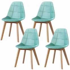 MADE4US CANDICE - Lot De 4 Chaises Scandinave - Velours - Vert Menthe - Pieds En Bois Massif Salle A Manger Salon - 50 X 46 X 83 Cm - Vert Menthe