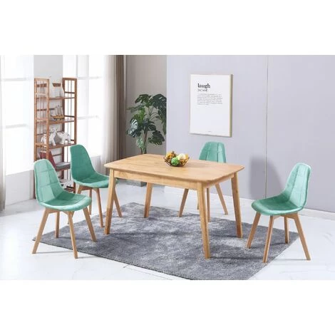 MADE4US CANDICE - Lot De 4 Chaises Scandinave - Velours - Vert Menthe - Pieds En Bois Massif Salle A Manger Salon - 50 X 46 X 83 Cm - Vert Menthe 4 MADE4US CANDICE - Lot De 4 Chaises Scandinave - Velours - Vert Menthe - Pieds En Bois Massif Salle A Manger Salon - 50 X 46 X 83 Cm - Vert Menthe – Image 2