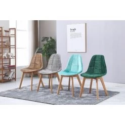 MADE4US CANDICE - Lot De 4 Chaises Scandinave - Velours - Vert Menthe - Pieds En Bois Massif Salle A Manger Salon - 50 X 46 X 83 Cm - Vert Menthe 9 MADE4US CANDICE - Lot De 4 Chaises Scandinave - Velours - Vert Menthe - Pieds En Bois Massif Salle A Manger Salon - 50 X 46 X 83 Cm - Vert Menthe -banc et tabouret Soldes Boutique 29419105 4