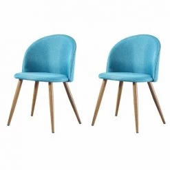 MADE4US MAEVA - Lot De 2 Chaises Scandinave - Tissu - Vert Canard - Pieds En Métal Design Salle A Manger Salon - 52 X 48 X 79 Cm - Vert Canard