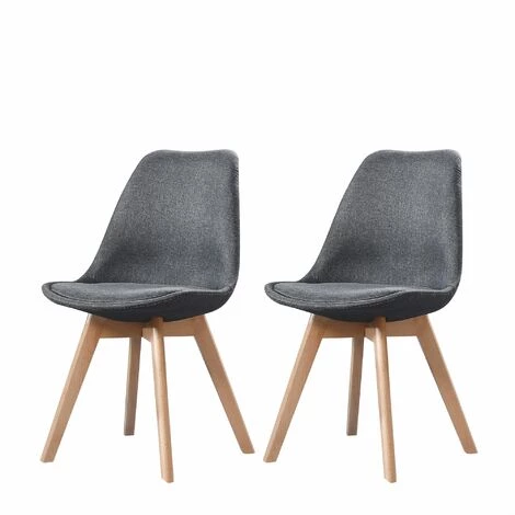 MADE4US ELISA - Lot De 2 Chaises Scandinave - Tissu - Gris Foncé - Pieds En Bois Massif Design Salle A Manger Salon - 53 X 49 X 82 Cm - Gris Foncé 3 MADE4US ELISA - Lot De 2 Chaises Scandinave - Tissu - Gris Foncé - Pieds En Bois Massif Design Salle A Manger Salon - 53 X 49 X 82 Cm - Gris Foncé