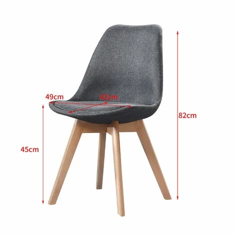 MADE4US ELISA - Lot De 2 Chaises Scandinave - Tissu - Gris Foncé - Pieds En Bois Massif Design Salle A Manger Salon - 53 X 49 X 82 Cm - Gris Foncé 5 MADE4US ELISA - Lot De 2 Chaises Scandinave - Tissu - Gris Foncé - Pieds En Bois Massif Design Salle A Manger Salon - 53 X 49 X 82 Cm - Gris Foncé – Image 3