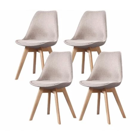 MADE4US ELISA - Lot De 4 Chaises Scandinave - Tissu - Taupe - Pieds En Bois Massif Design Salle A Manger Salon - 53 X 49 X 82 Cm - Taupe 3 MADE4US ELISA - Lot De 4 Chaises Scandinave - Tissu - Taupe - Pieds En Bois Massif Design Salle A Manger Salon - 53 X 49 X 82 Cm - Taupe