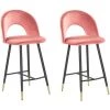 BELIANI Lot De 2 Chaises De Bar En Velours Rouge Corail - Rouge