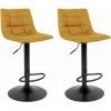 ALTOBUY MAGNUS - Lot De 2 Tabourets Acier Et Tissu Jaune Moutarde - Jaune