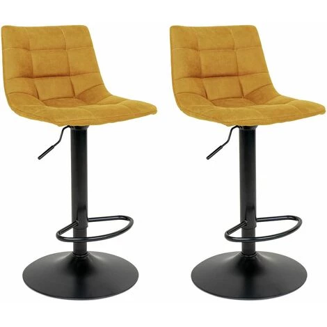 ALTOBUY MAGNUS - Lot De 2 Tabourets Acier Et Tissu Jaune Moutarde - Jaune 3 ALTOBUY MAGNUS - Lot De 2 Tabourets Acier Et Tissu Jaune Moutarde - Jaune