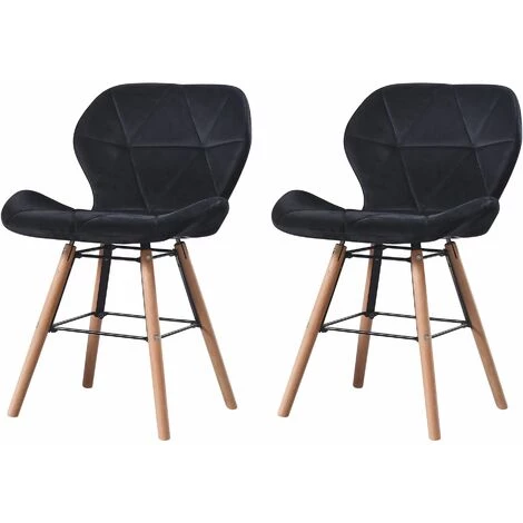 MADE4US LOUNA - Lot De 2 Chaises Scandinave - Velours - Noir - Pieds En Métal Design Salle A Manger Salon - 54 X 48 X 73 Cm - Noir 3 MADE4US LOUNA - Lot De 2 Chaises Scandinave - Velours - Noir - Pieds En Métal Design Salle A Manger Salon - 54 X 48 X 73 Cm - Noir