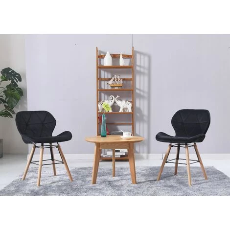 MADE4US LOUNA - Lot De 2 Chaises Scandinave - Velours - Noir - Pieds En Métal Design Salle A Manger Salon - 54 X 48 X 73 Cm - Noir 4 MADE4US LOUNA - Lot De 2 Chaises Scandinave - Velours - Noir - Pieds En Métal Design Salle A Manger Salon - 54 X 48 X 73 Cm - Noir – Image 2