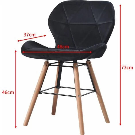 MADE4US LOUNA - Lot De 2 Chaises Scandinave - Velours - Noir - Pieds En Métal Design Salle A Manger Salon - 54 X 48 X 73 Cm - Noir 5 MADE4US LOUNA - Lot De 2 Chaises Scandinave - Velours - Noir - Pieds En Métal Design Salle A Manger Salon - 54 X 48 X 73 Cm - Noir – Image 3