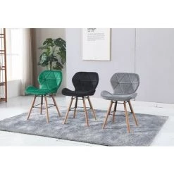 MADE4US LOUNA - Lot De 2 Chaises Scandinave - Velours - Noir - Pieds En Métal Design Salle A Manger Salon - 54 X 48 X 73 Cm - Noir 9 MADE4US LOUNA - Lot De 2 Chaises Scandinave - Velours - Noir - Pieds En Métal Design Salle A Manger Salon - 54 X 48 X 73 Cm - Noir -banc et tabouret Soldes Boutique 29506113 4