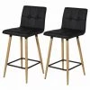 AUTRES Lot De 2 Tabourets De Bar Comptoir De Cuisine - Simili Noir Et Pieds Bois - L40 X P39 X H63 Cm - MARCO