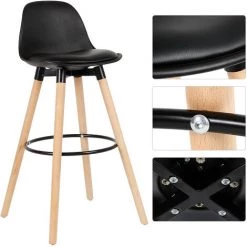 DAZHOM Chaise De Bar Chaise De Salle �� Manger Chaise De Loisirs Caf�� H��tre Jambe PP Tabouret Surface Chaise De Bar 39.5 * 44 * 91cm Deux Noir - Noir -banc et tabouret Soldes Boutique 29716895 2