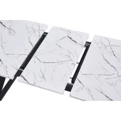 PN HOME TOGA - Table à Manger Effet Marbre - Pieds En Métal - Style Contemporain - Salle à Manger, Cuisine - Blanc -banc et tabouret Soldes Boutique 29880727 3