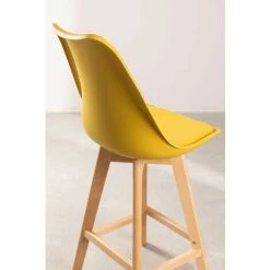 Lot De 2 Ou 4 Tabourets Hauts (67 Cm / 76 Cm) Nordic SKLUM Polypropylène - Bois De Hêtre - Jaune Curry ↑67 Cm X 2 -banc et tabouret Soldes Boutique 29998808 4