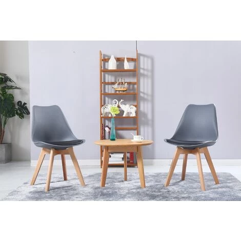 MADE4US CLARA - Lot De 2 Chaises Scandinave - Gris/Noir - Pieds En Bois Massif Design Salle à Manger Salon Chambre - 49 X 58 X 82 Cm - Gris/Noir 4 MADE4US CLARA - Lot De 2 Chaises Scandinave - Gris/Noir - Pieds En Bois Massif Design Salle à Manger Salon Chambre - 49 X 58 X 82 Cm - Gris/Noir – Image 2