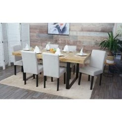 HHG 4x Chaise De Salle à Manger Chaise De Cuisine Littau ~ Textile, Beige Crème, Pieds Foncés -banc et tabouret Soldes Boutique 30081831 2