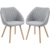 HOMCOM Chaises De Visiteur Design Scandinave - Lot De 2 Chaises - Pieds Effilés Bois Hêtre - Assise Dossier Accoudoirs Ergonomiques Lin Gris - Gris -banc et tabouret Soldes Boutique 30202136 1