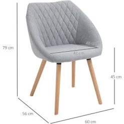 HOMCOM Chaises De Visiteur Design Scandinave - Lot De 2 Chaises - Pieds Effilés Bois Hêtre - Assise Dossier Accoudoirs Ergonomiques Lin Gris - Gris -banc et tabouret Soldes Boutique 30202136 3