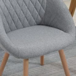 HOMCOM Chaises De Visiteur Design Scandinave - Lot De 2 Chaises - Pieds Effilés Bois Hêtre - Assise Dossier Accoudoirs Ergonomiques Lin Gris - Gris -banc et tabouret Soldes Boutique 30202136 5