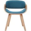 MILIBOO Chaise Design Tissu Bleu Canard Et Bois Clair BENT - Bleu Canard -banc et tabouret Soldes Boutique 30279045 1