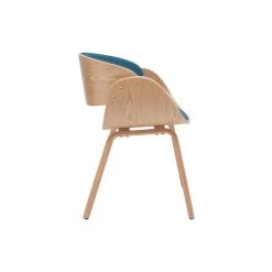 MILIBOO Chaise Design Tissu Bleu Canard Et Bois Clair BENT - Bleu Canard -banc et tabouret Soldes Boutique 30279045 3
